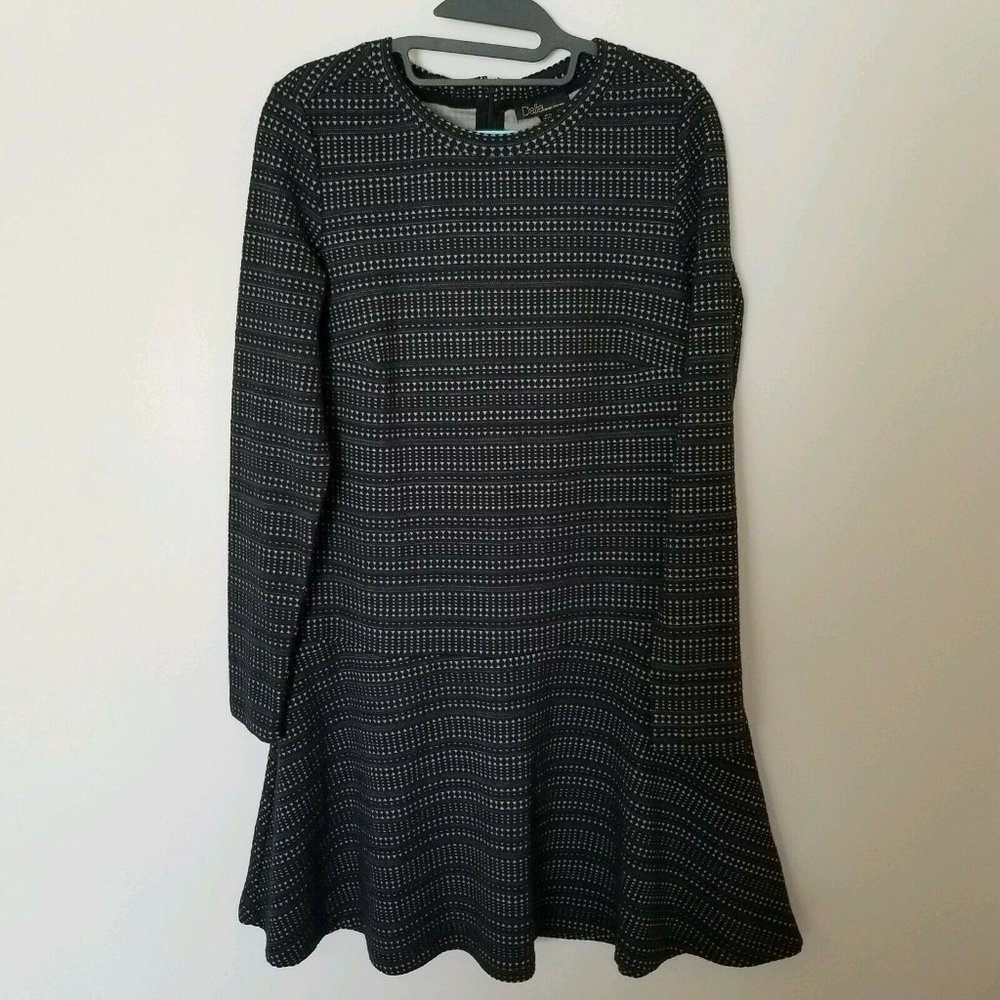 Dalia Black And Grey Color Block Drop Skater Dress